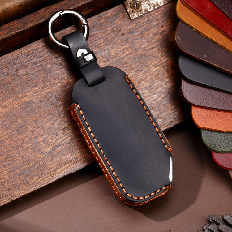 Hallmo Car Cowhide Leather Key Protective Cover for KIA(Black)