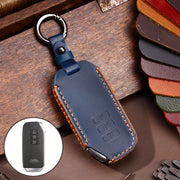 Hallmo Car Cowhide Leather Key Protective Cover for KIA(Blue)