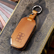 Hallmo Car Cowhide Leather Key Protective Cover for KIA(Brown)