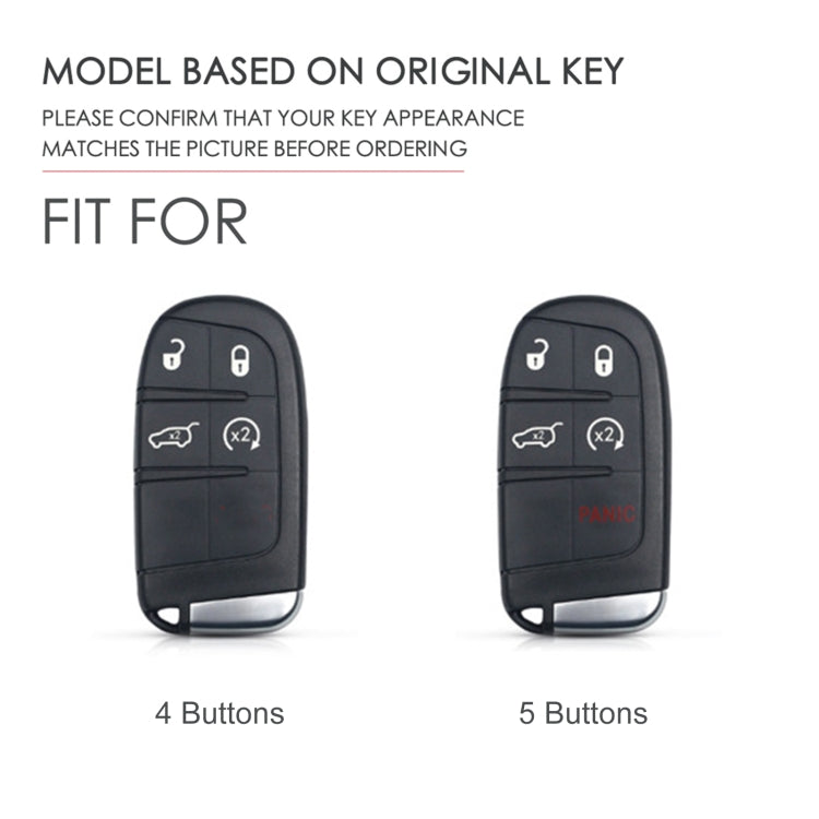 Hallmo Car Genuine Leather Key Protective Cover for Jeep Compass 5-button(Blue)