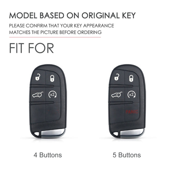 Hallmo Car Genuine Leather Key Protective Cover for Jeep Compass 5-button(Black)