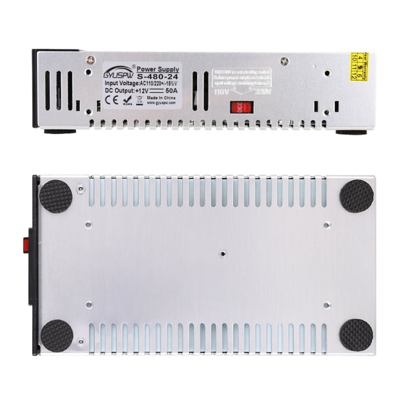 S-480-24 DC24V 480W 20A DIY Regulated DC Switching Power Supply Power Step-down Transformer with Clip, EU Plug