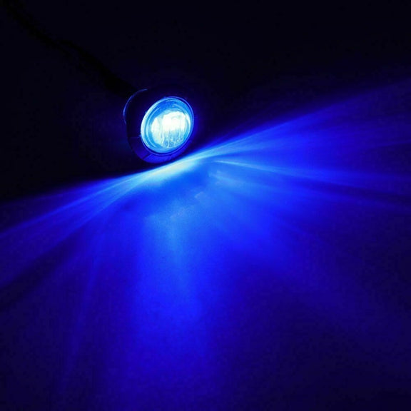 10 PCS MK-118 3/4 inch Metal Frame Car / Truck 3LEDs Side Marker Indicator Lights Bulb Lamp (Blue Light)