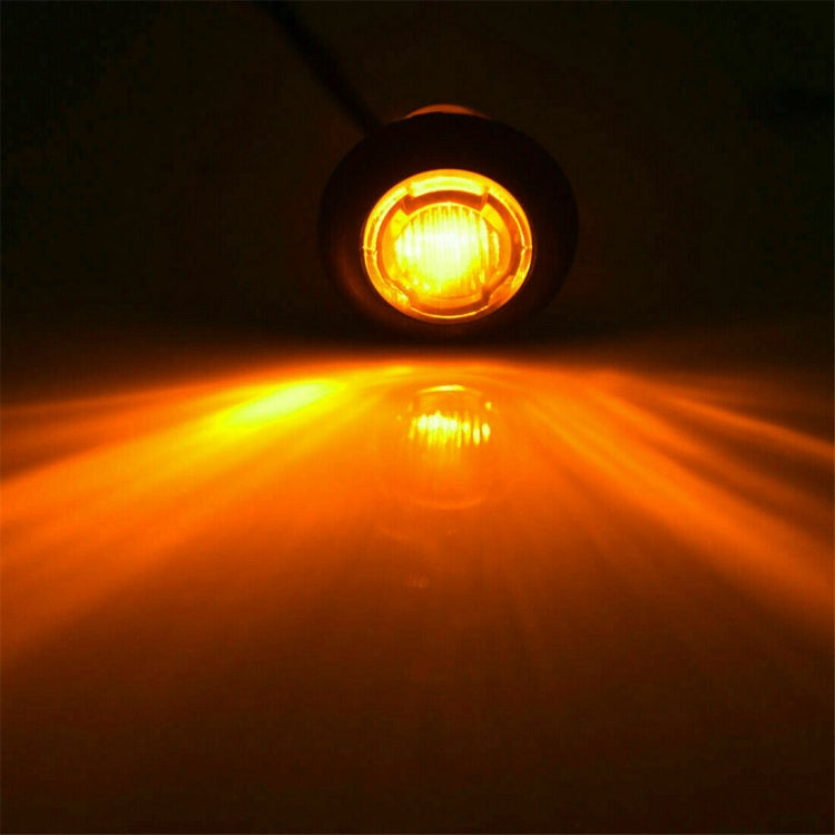 10 PCS MK-118 3/4 inch Metal Frame Car / Truck 3LEDs Side Marker Indicator Lights Bulb Lamp (Yellow Light)