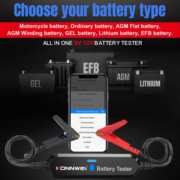 KONNWEI BK100 X431 BST360 Car Bluetooth Battery Tester (Black)