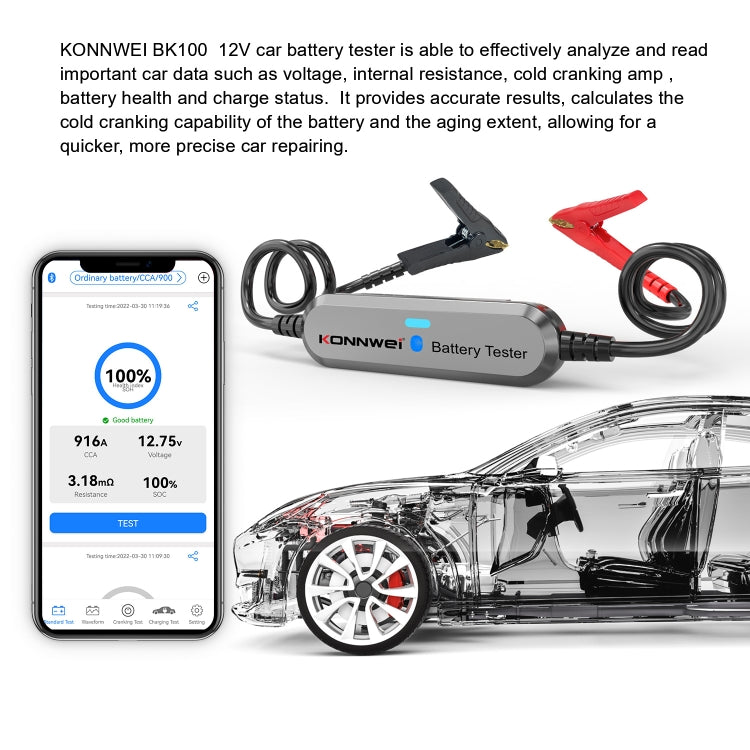 KONNWEI BK100 X431 BST360 Car Bluetooth Battery Tester(Silver)