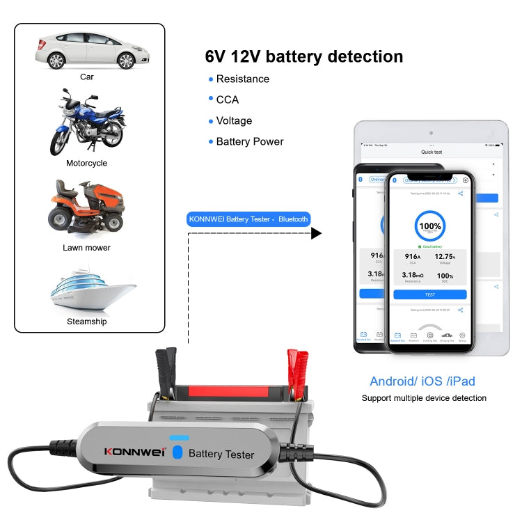 KONNWEI BK100 X431 BST360 Car Bluetooth Battery Tester(Silver)