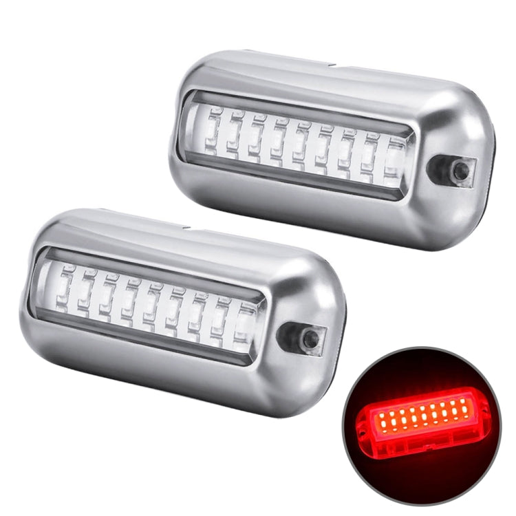 2 PCS MK-027 Ship / Yacht 10-30V 27LEDs Water-resistant Stainless Steel Underwater Light(Red Light)