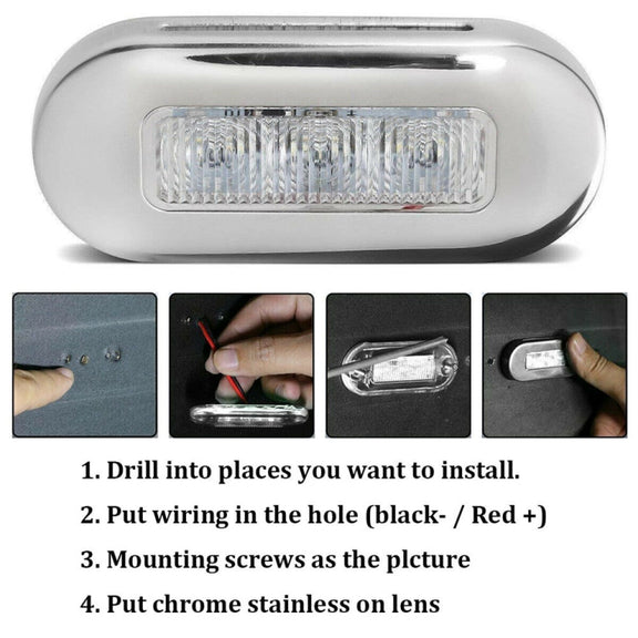 MK-056 Ship / Yacht 3 inch 12V LED Water-resistant Stainless Steel Underwater Light (Blue Light)