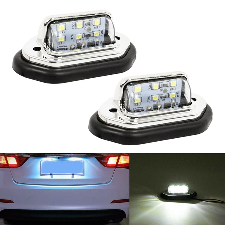2 PCS MK-257 Car Van Bus Trailer LED Taillight Side Light 12-30V 6LEDs License Plate Light (Silver)