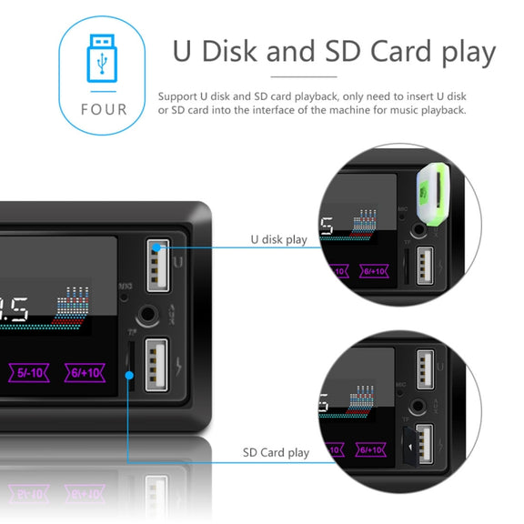 M10 12V Car Radio Receiver MP3 Player, Support Bluetooth Hand-free Calling / FM / USB / SD Card