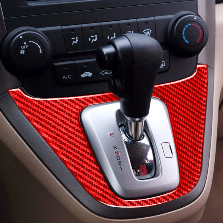 For Honda CRV 2007-2011 Carbon Fiber Car Gear Panel Frame Decorative Sticker,Left and Right Drive Universal (Red)