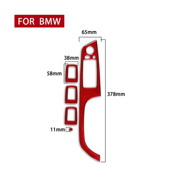 5 PCS Set for BMW 3 Series E90 Carbon Fiber Car Right Driving Lifting Panel Decorative Sticker with Folding, Diameter: 37.8cm(Red)