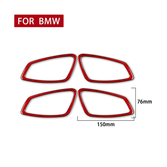 4 PCS Set for BMW 3 Series E90 Carbon Fiber Car Door Handle Decorative Sticker,Left and Right Drive(Red)