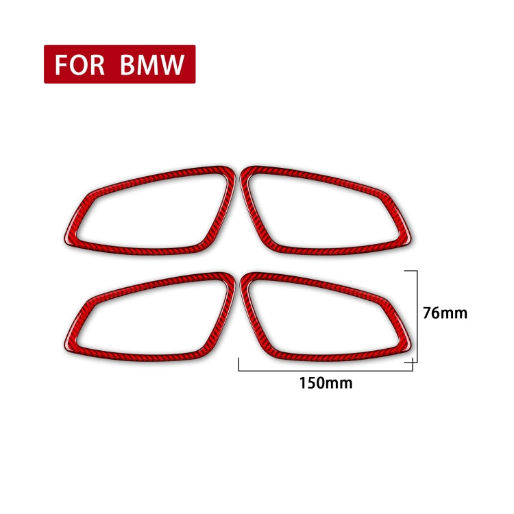 4 PCS Set for BMW 3 Series E90 Carbon Fiber Car Door Handle Decorative Sticker,Left and Right Drive(Red)