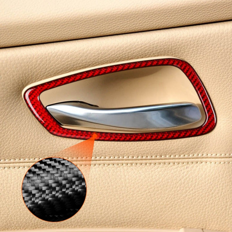 4 PCS Set for BMW 3 Series E90 Carbon Fiber Car Door Handle Decorative Sticker,Left and Right Drive(Red)
