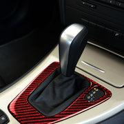 For BMW 3 Series E90 Carbon Fiber Car Gear Position Panel Decorative Sticker,Right Drive (Red)