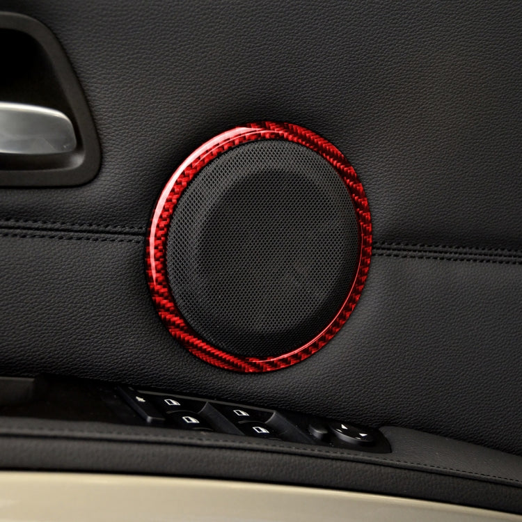 2 PCS Set for BMW 3 Series E90 Carbon Fiber Car Horn Circle Decorative Sticker (Red)