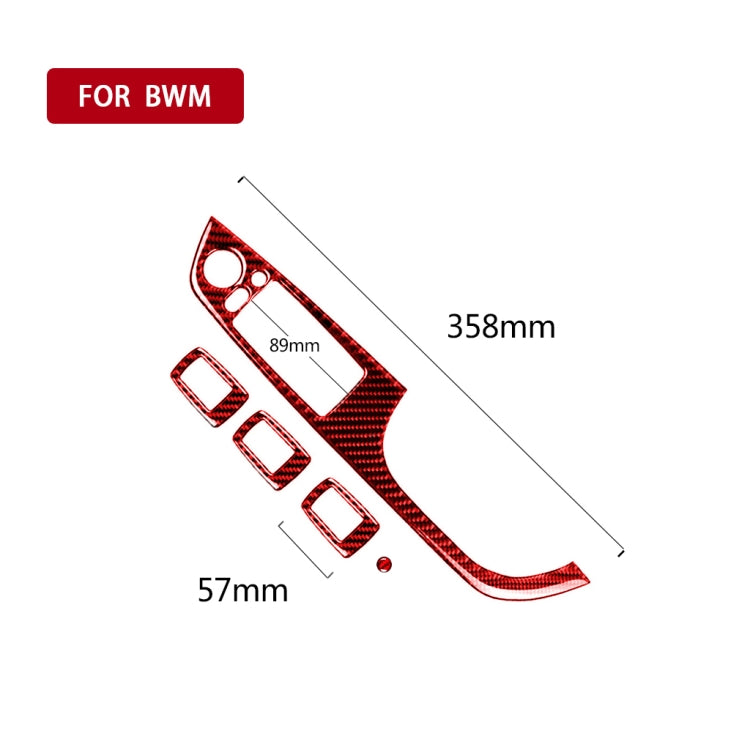 5 PCS Set For BMW 3 Series E90 Carbon Fiber Car Right Drive Window Lift Panel Decorative Sticker, Diameter: 35.8cm (Red)