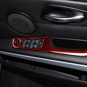 5 PCS Set For BMW 3 Series E90 Carbon Fiber Car Right Drive Window Lift Panel Decorative Sticker, Diameter: 35.8cm (Red)