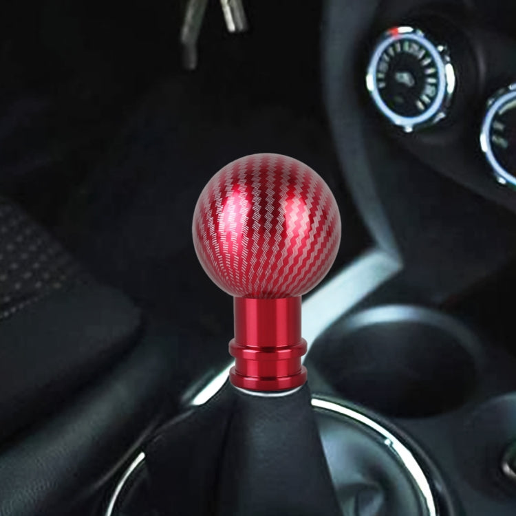 Universal Car Carbon Fiber Texture Metal Gear Shift Knob (Red)