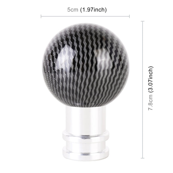 Universal Car Carbon Fiber Texture Metal Gear Shift Knob (Silver Black)