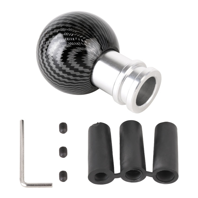 Universal Car Carbon Fiber Texture Metal Gear Shift Knob (Silver Black)