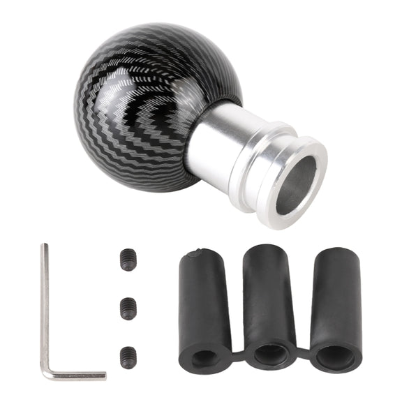 Universal Car Carbon Fiber Texture Metal Gear Shift Knob (Silver Black)