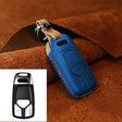 For Audi Series Car Cowhide Leather Key Protective Cover Key Case, A Version 2016-2017 (Blue) - Car Key Cases by PMC Jewellery | Online Shopping South Africa | PMC Jewellery | Buy Now Pay Later Mobicred