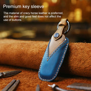 For Audi Series Car Cowhide Leather Key Protective Cover Key Case, A Version 2016-2017 (Red)
