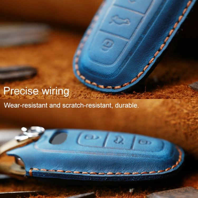 For Audi Series Car Cowhide Leather Key Protective Cover Key Case, A Version 2016-2017 (Brown)