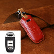 For Audi Series Car Cowhide Leather Key Protective Cover Key Case, B Version 2011-2018 (Red) - Car Key Cases by PMC Jewellery | Online Shopping South Africa | PMC Jewellery | Buy Now Pay Later Mobicred