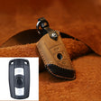 For BMW Blade Style Car Cowhide Leather Key Protective Cover Key Case, Two Keys Version (Brown) - Car Key Cases by PMC Jewellery | Online Shopping South Africa | PMC Jewellery | Buy Now Pay Later Mobicred