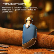 For BMW Blade Style Car Cowhide Leather Key Protective Cover Key Case, Two Keys Version (Brown)