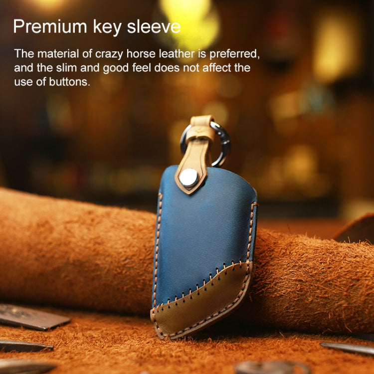 For BMW Blade Style Car Cowhide Leather Key Protective Cover Key Case, Two Keys Version (Brown)