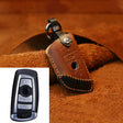 For BMW Blade Style Car Cowhide Leather Key Protective Cover Key Case, Three Keys Version (Brown) - Car Key Cases by PMC Jewellery | Online Shopping South Africa | PMC Jewellery | Buy Now Pay Later Mobicred