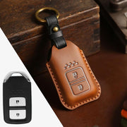For Honda Car Cowhide Leather Key Protective Cover Key Case, Two Keys Version (Brown)
