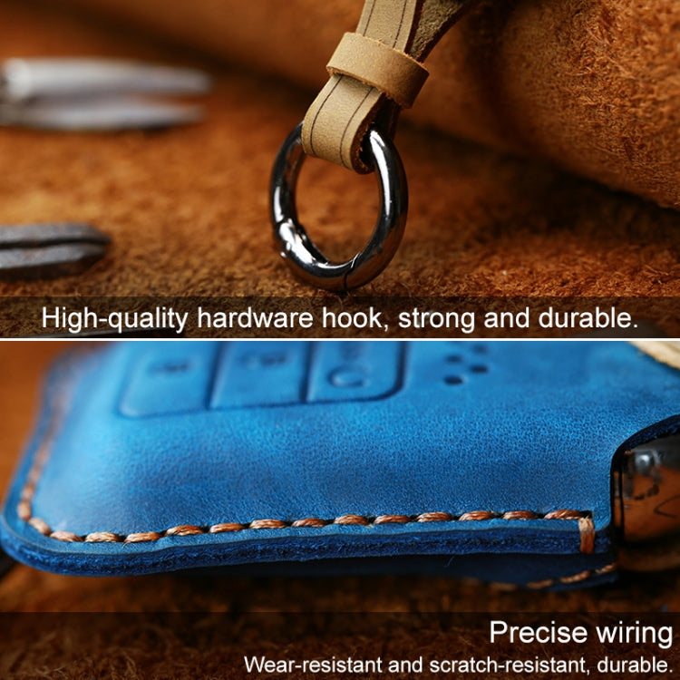 For Honda Car Cowhide Leather Key Protective Cover Key Case, Three Keys Tailgate Version (Red)