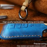 For Honda Car Cowhide Leather Key Protective Cover Key Case, Three Keys Tailgate Version (Red)
