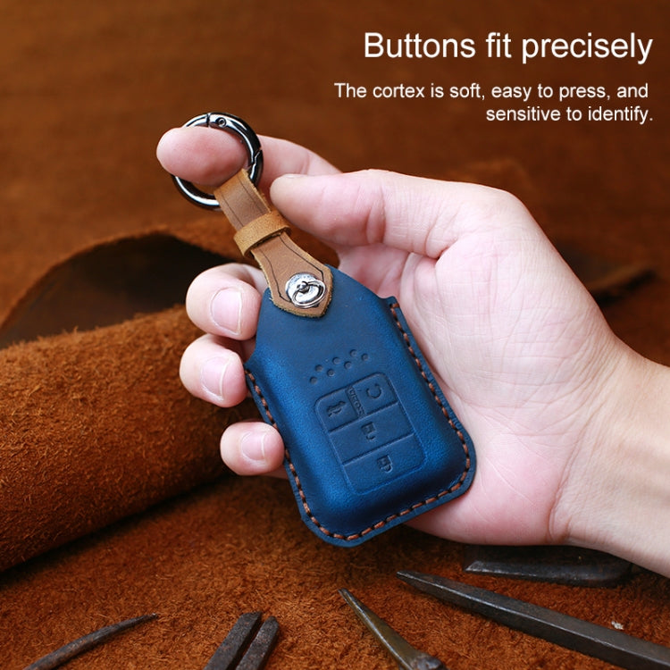 For Honda Car Cowhide Leather Key Protective Cover Key Case, Three Keys Tailgate Version (Red)