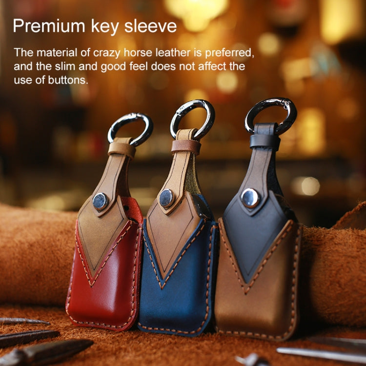 For Honda Car Cowhide Leather Key Protective Cover Key Case, Three Keys Tailgate Version (Red)