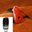 For Mercedes-Benz Colorful Edge Style Car Cowhide Leather Key Protective Cover Key Case (Red) - Car Key Cases by PMC TechLife | Online Shopping South Africa | PMC TechLife | Buy Now Pay Later Mobicred