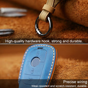 For Mercedes-Benz Colorful Edge Style Car Cowhide Leather Key Protective Cover Key Case (Red)