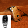 For Mercedes-Benz Colorful Edge Style Car Cowhide Leather Key Protective Cover Key Case (Brown) - Car Key Cases by PMC TechLife | Online Shopping South Africa | PMC TechLife | Buy Now Pay Later Mobicred