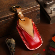 For Toyota Car Cowhide Leather Key Protective Cover Key Case, Two Keys Version(Red)
