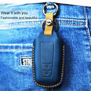 For Toyota Car Cowhide Leather Key Protective Cover Key Case, Three Keys Version (Red)
