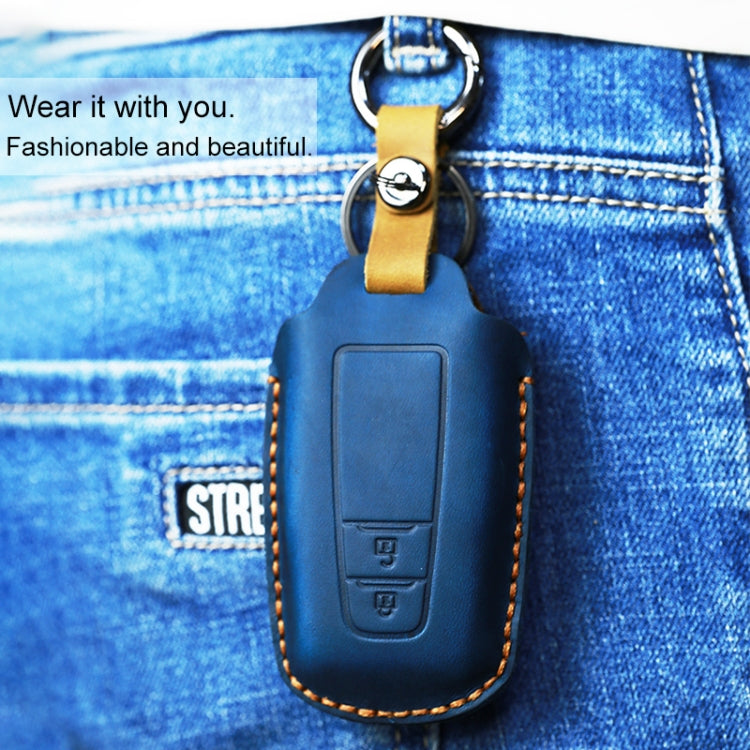 For Toyota Car Cowhide Leather Key Protective Cover Key Case, Two Keys Version (Red)