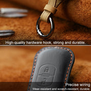 For Mazda Old Style Hallmo Car Cowhide Leather Key Protective Cover Key Case, Two Keys Version(Black)