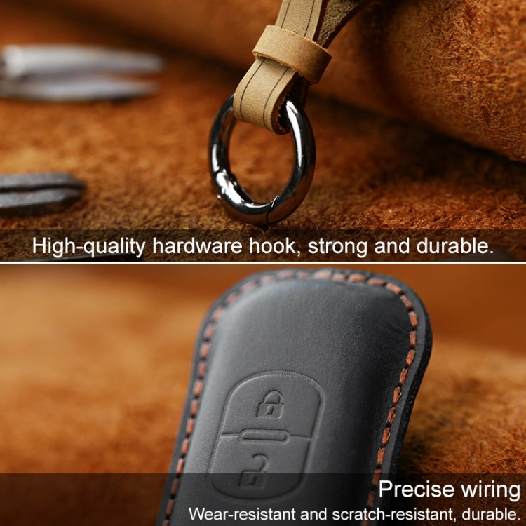 For Mazda Old Style Hallmo Car Cowhide Leather Key Protective Cover Key Case, Three Keys Version(Black)