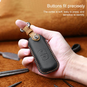 For Mazda Old Style Hallmo Car Cowhide Leather Key Protective Cover Key Case, Three Keys Version(Black)